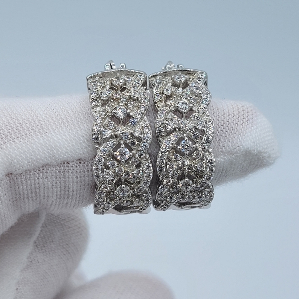 Silver 925 Crystal Hoop Earrings #2460